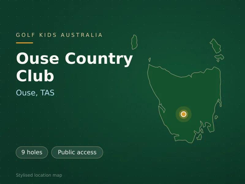 Stylised map showing the location of Ouse Country Club in Ouse, TAS - not a photograph of the course