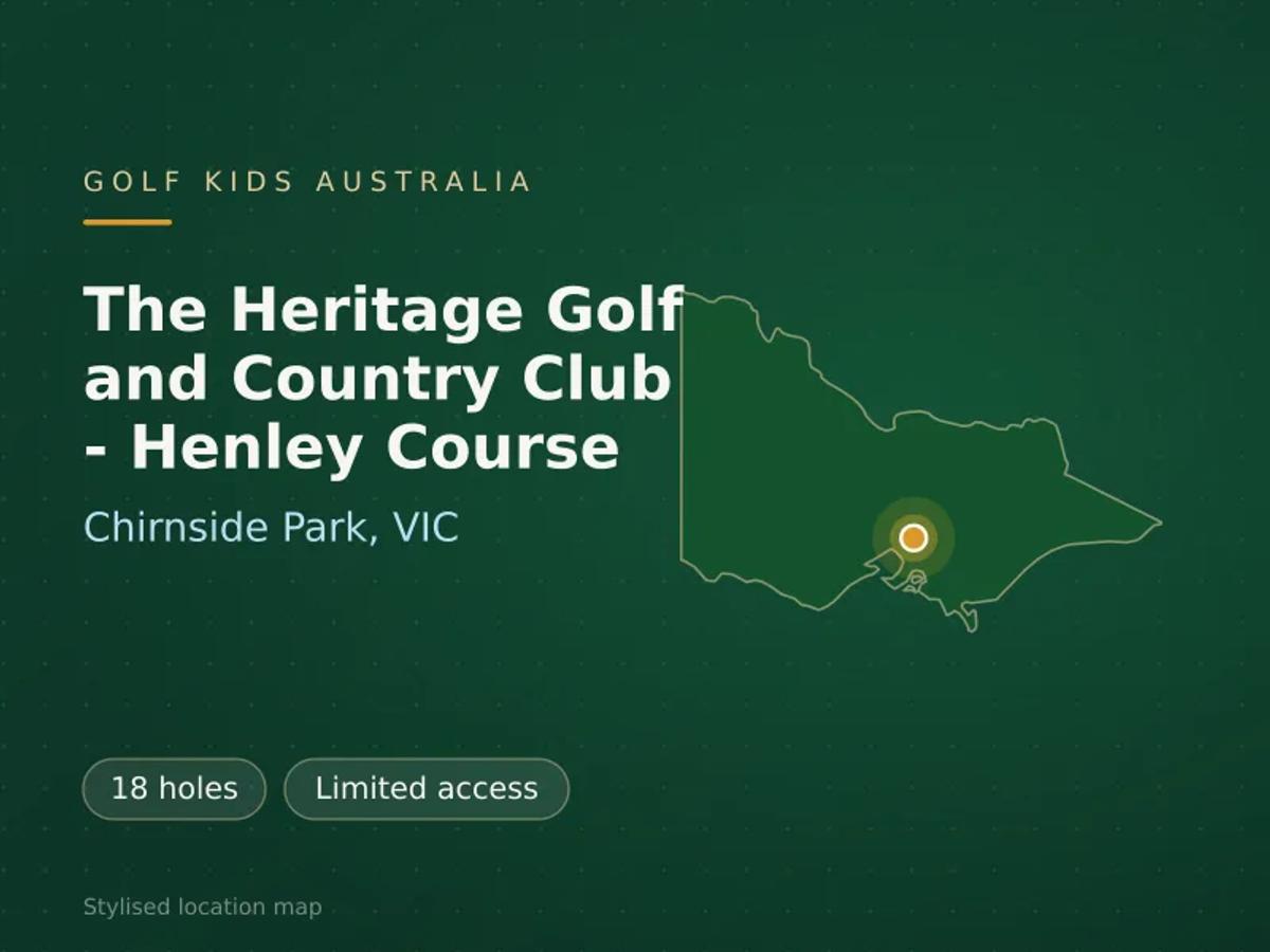 Stylised map showing the location of The Heritage Golf and Country Club - Henley Course in Chirnside Park, VIC - not a photograph of the course