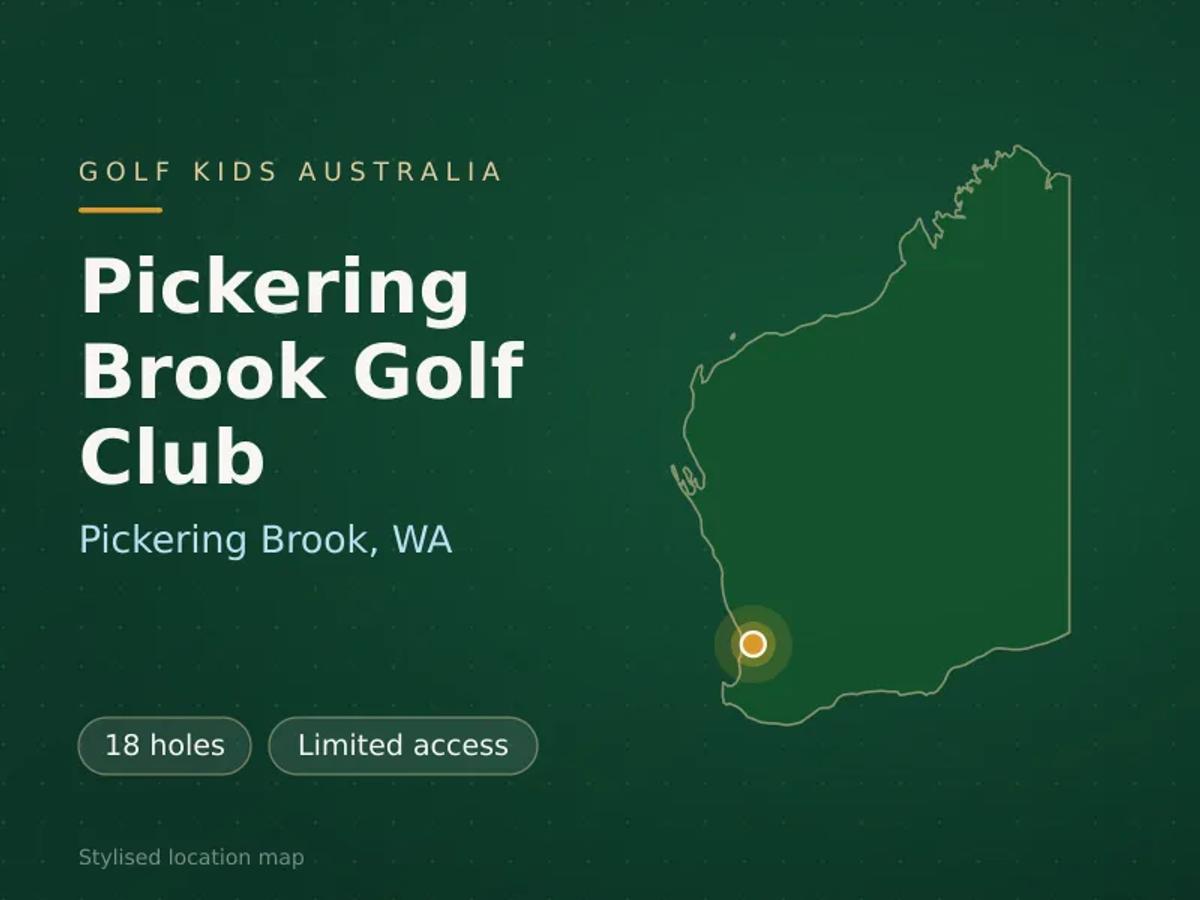 Stylised map showing the location of Pickering Brook Golf Club in Pickering Brook, WA - not a photograph of the course