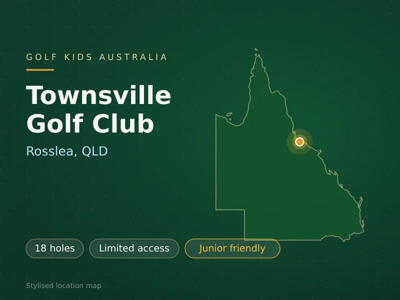 Stylised map showing the location of Townsville Golf Club in Rosslea, QLD - not a photograph of the course