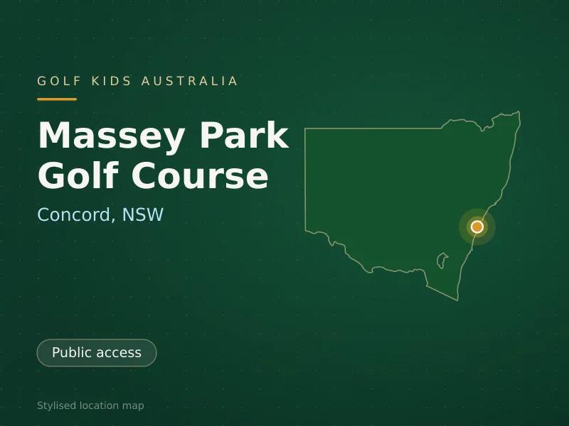 Stylised map showing the location of Massey Park Golf Course in Concord, NSW - not a photograph of the course