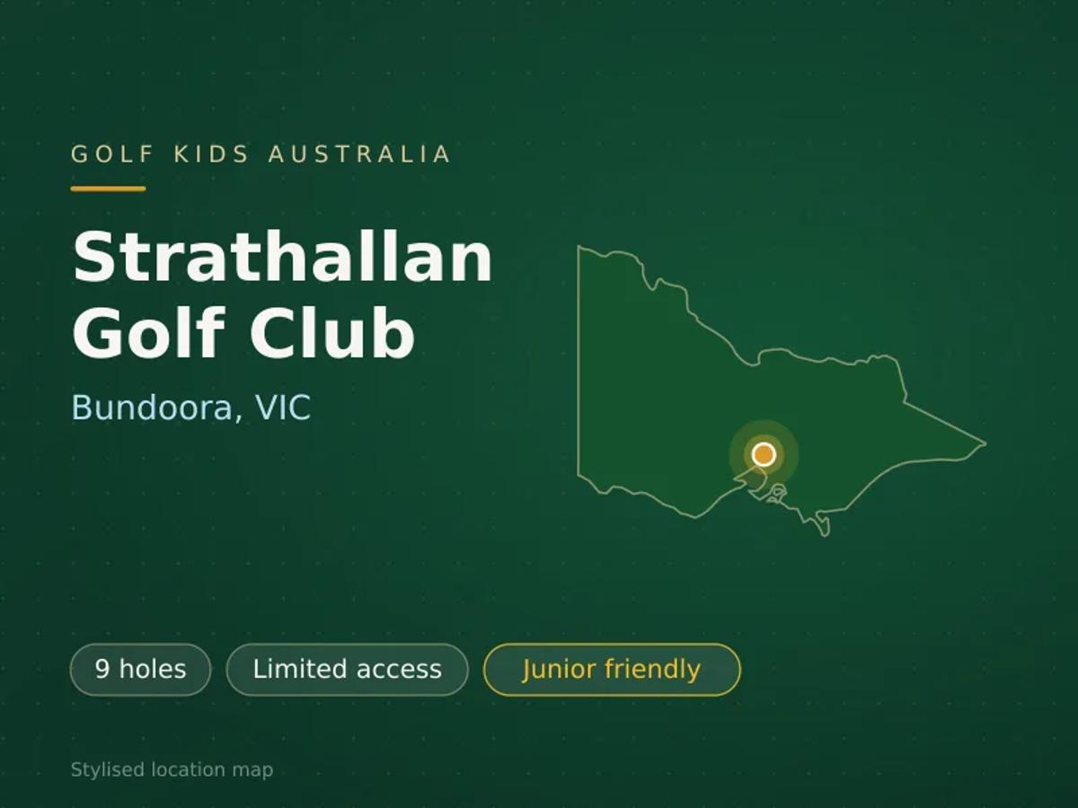 Stylised map showing the location of Strathallan Golf Club in Bundoora, VIC - not a photograph of the course