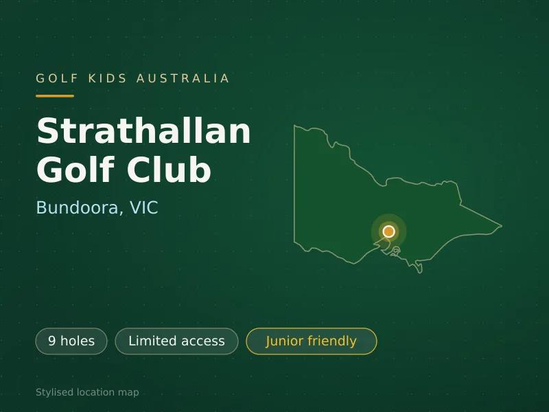 Stylised map showing the location of Strathallan Golf Club in Bundoora, VIC - not a photograph of the course