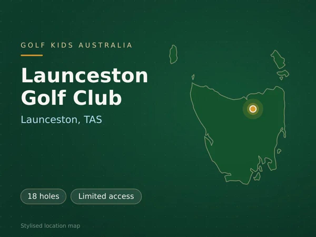 Stylised map showing the location of Launceston Golf Club in Launceston, TAS - not a photograph of the course