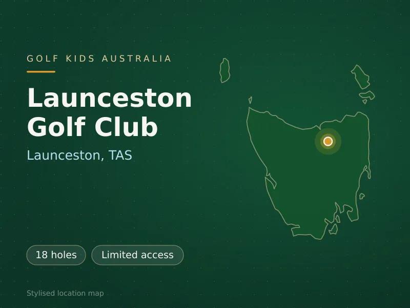 Stylised map showing the location of Launceston Golf Club in Launceston, TAS - not a photograph of the course