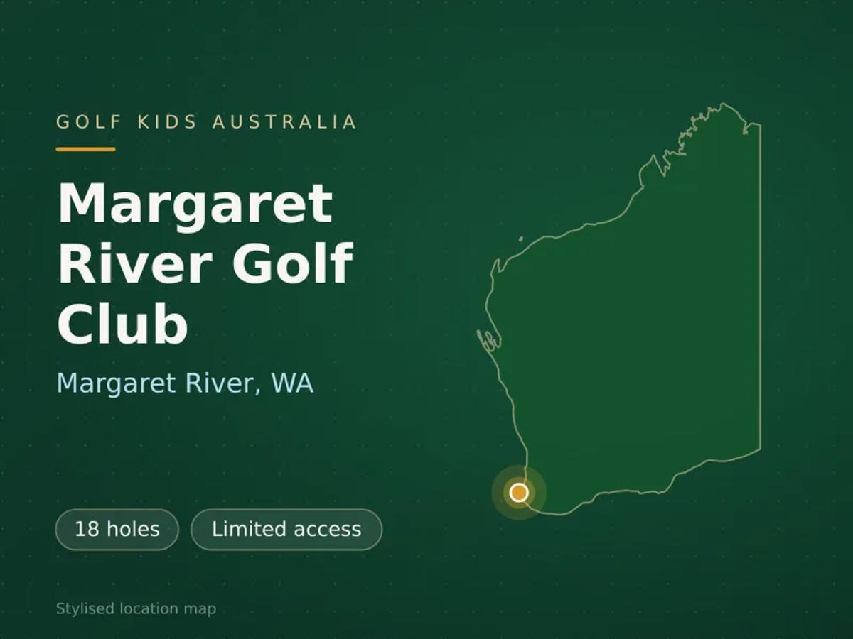Stylised map showing the location of Margaret River Golf Club in Margaret River, WA - not a photograph of the course