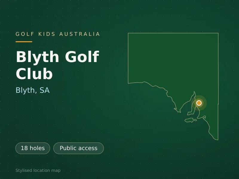 Stylised map showing the location of Blyth Golf Club in Blyth, SA - not a photograph of the course