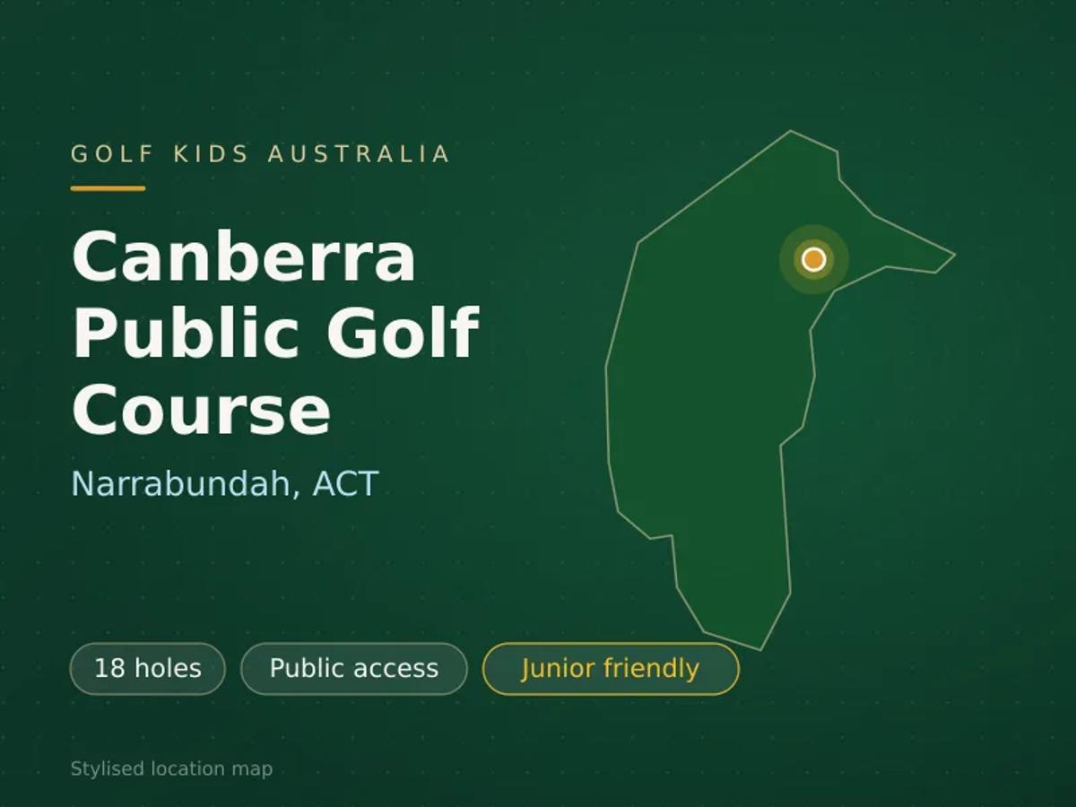 Stylised map showing the location of Canberra Public Golf Course in Narrabundah, ACT - not a photograph of the course