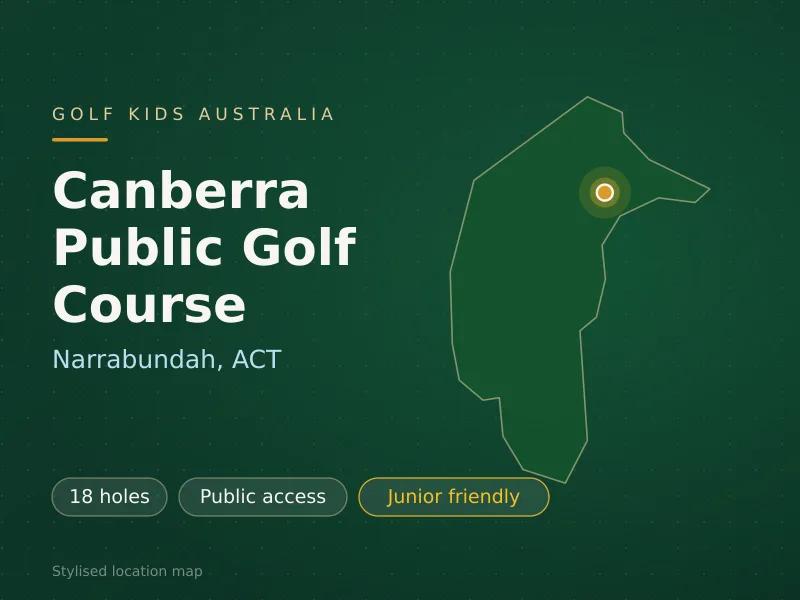 Stylised map showing the location of Canberra Public Golf Course in Narrabundah, ACT - not a photograph of the course