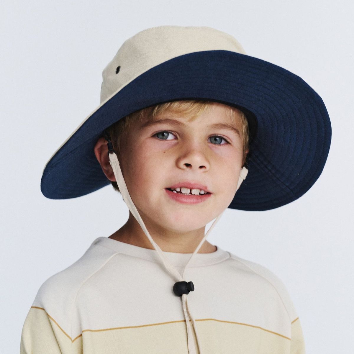 Cancer Council Symonds Kids Cricket Hat - Beige/Navy