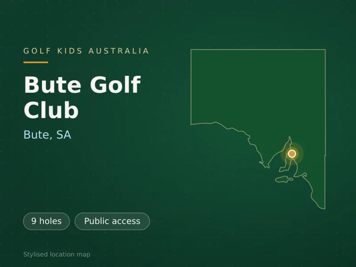 Stylised map showing the location of Bute Golf Club in Bute, SA - not a photograph of the course