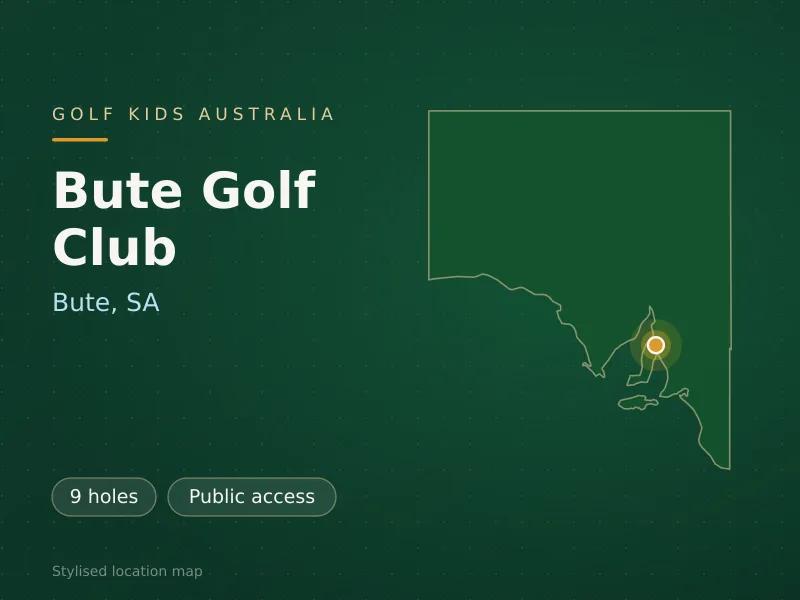 Stylised map showing the location of Bute Golf Club in Bute, SA - not a photograph of the course
