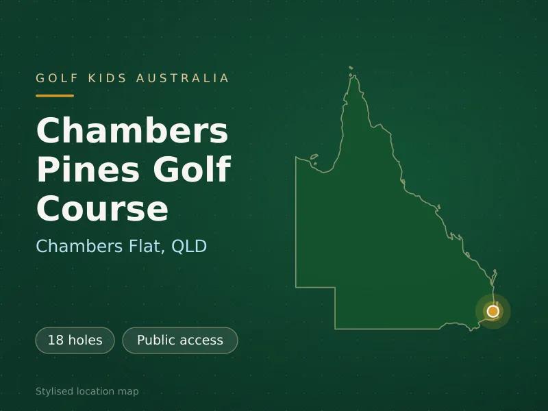 Stylised map showing the location of Chambers Pines Golf Course in Chambers Flat, QLD - not a photograph of the course