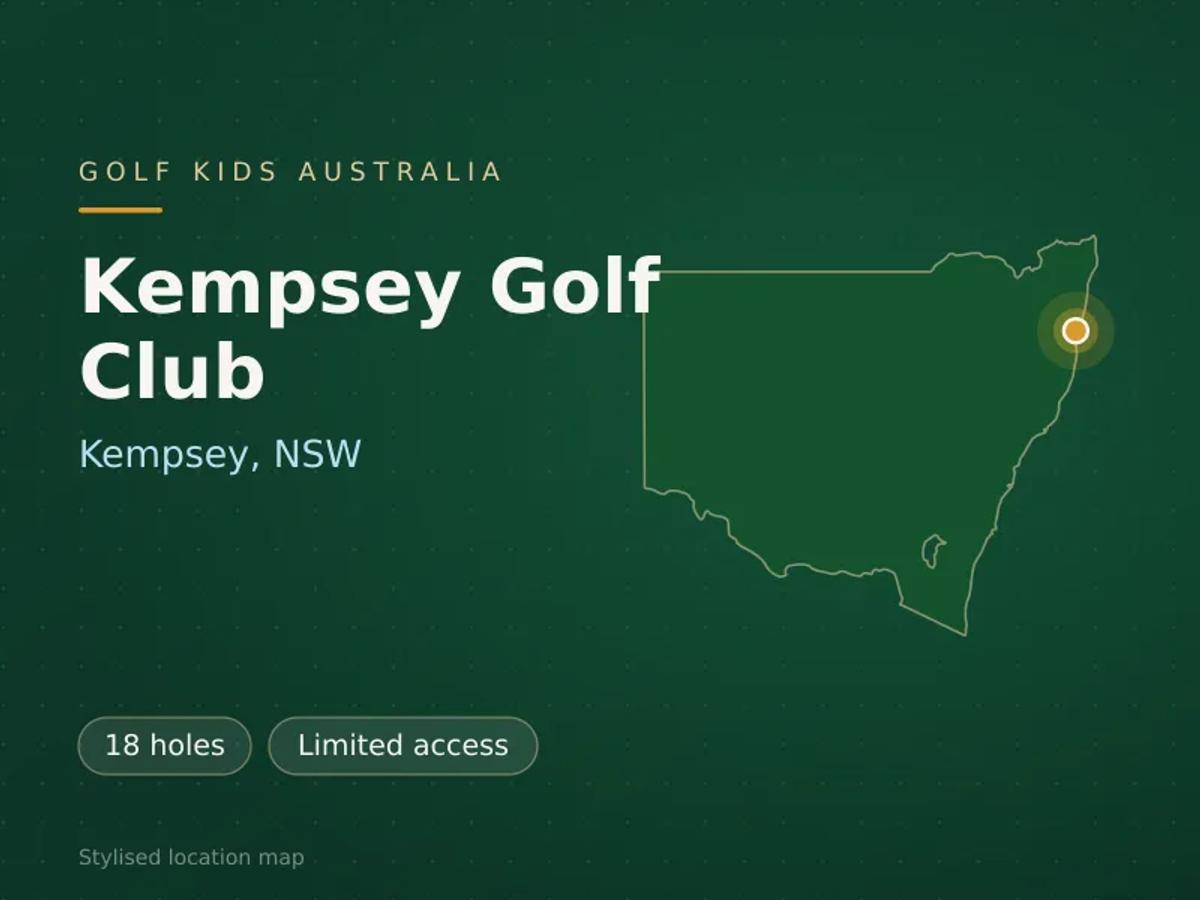 Stylised map showing the location of Kempsey Golf Club in Kempsey, NSW - not a photograph of the course
