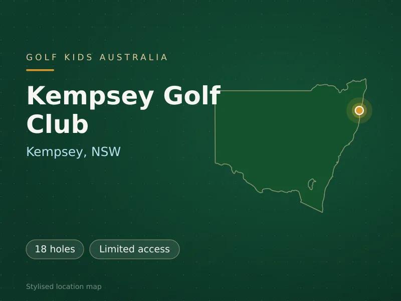 Stylised map showing the location of Kempsey Golf Club in Kempsey, NSW - not a photograph of the course