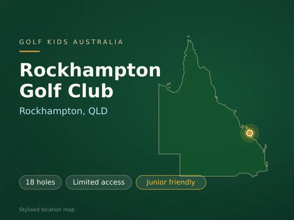 Stylised map showing the location of Rockhampton Golf Club in Rockhampton, QLD - not a photograph of the course