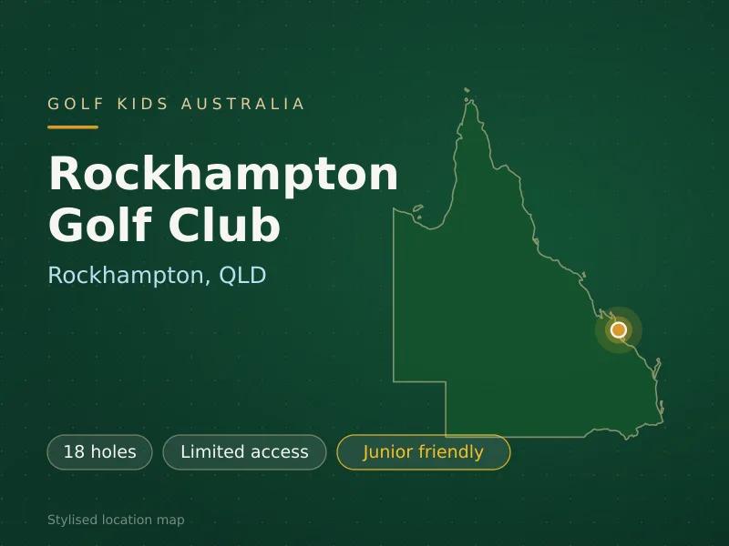 Stylised map showing the location of Rockhampton Golf Club in Rockhampton, QLD - not a photograph of the course