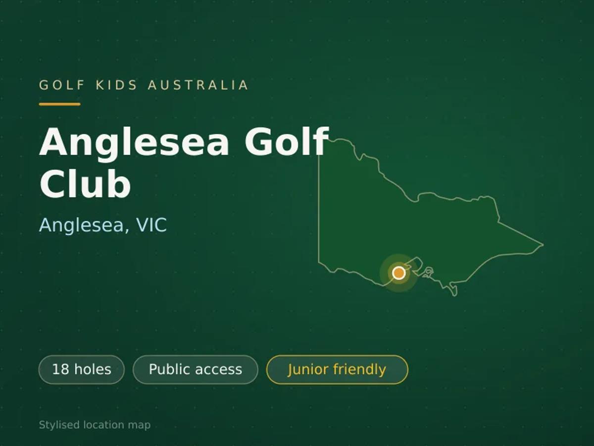 Stylised map showing the location of Anglesea Golf Club in Anglesea, VIC - not a photograph of the course