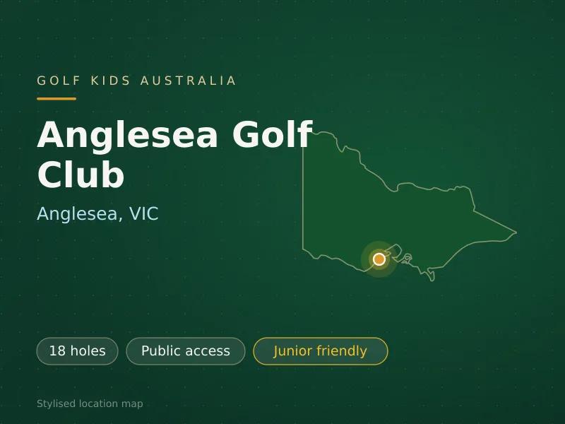 Stylised map showing the location of Anglesea Golf Club in Anglesea, VIC - not a photograph of the course