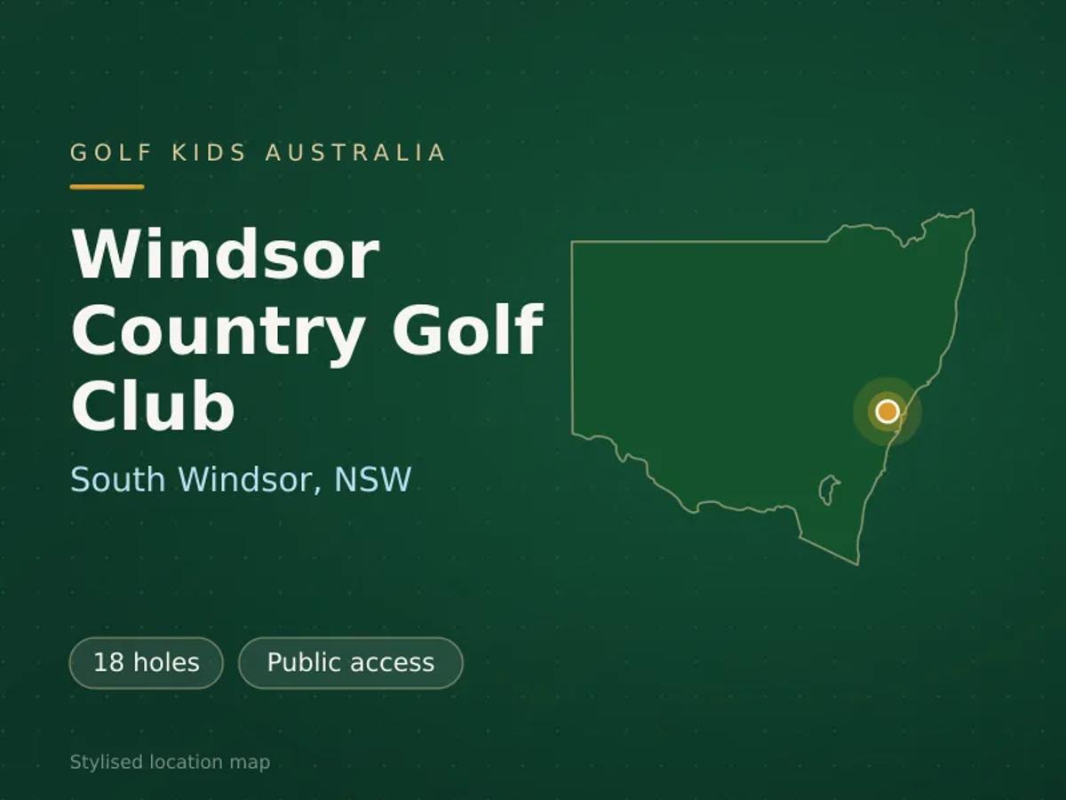 Stylised map showing the location of Windsor Country Golf Club in South Windsor, NSW - not a photograph of the course