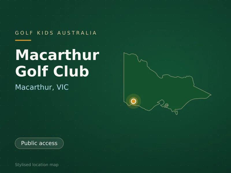 Stylised map showing the location of Macarthur Golf Club in Macarthur, VIC - not a photograph of the course