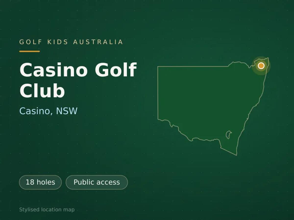 Stylised map showing the location of Casino Golf Club in Casino, NSW - not a photograph of the course