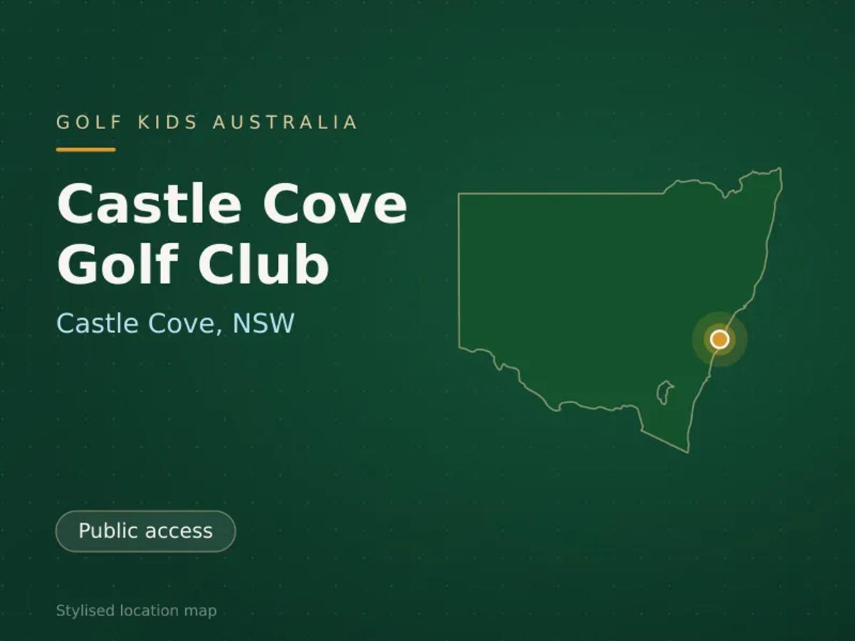 Stylised map showing the location of Castle Cove Golf Club in Castle Cove, NSW - not a photograph of the course