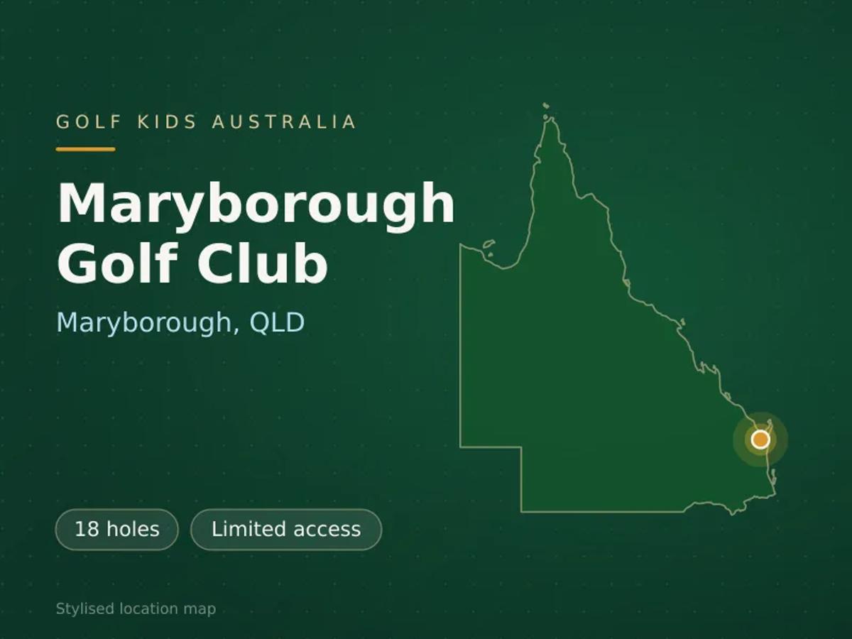 Stylised map showing the location of Maryborough Golf Club in Maryborough, QLD - not a photograph of the course