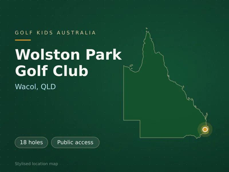 Stylised map showing the location of Wolston Park Golf Club in Wacol, QLD - not a photograph of the course