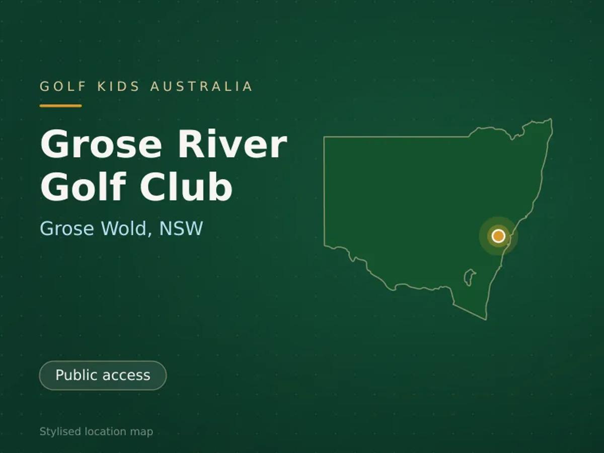 Stylised map showing the location of Grose River Golf Club in Grose Wold, NSW - not a photograph of the course