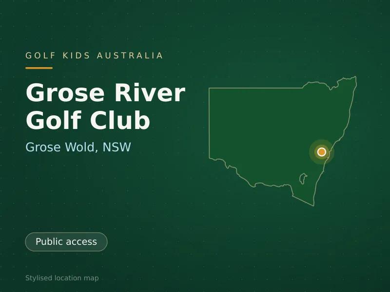Stylised map showing the location of Grose River Golf Club in Grose Wold, NSW - not a photograph of the course