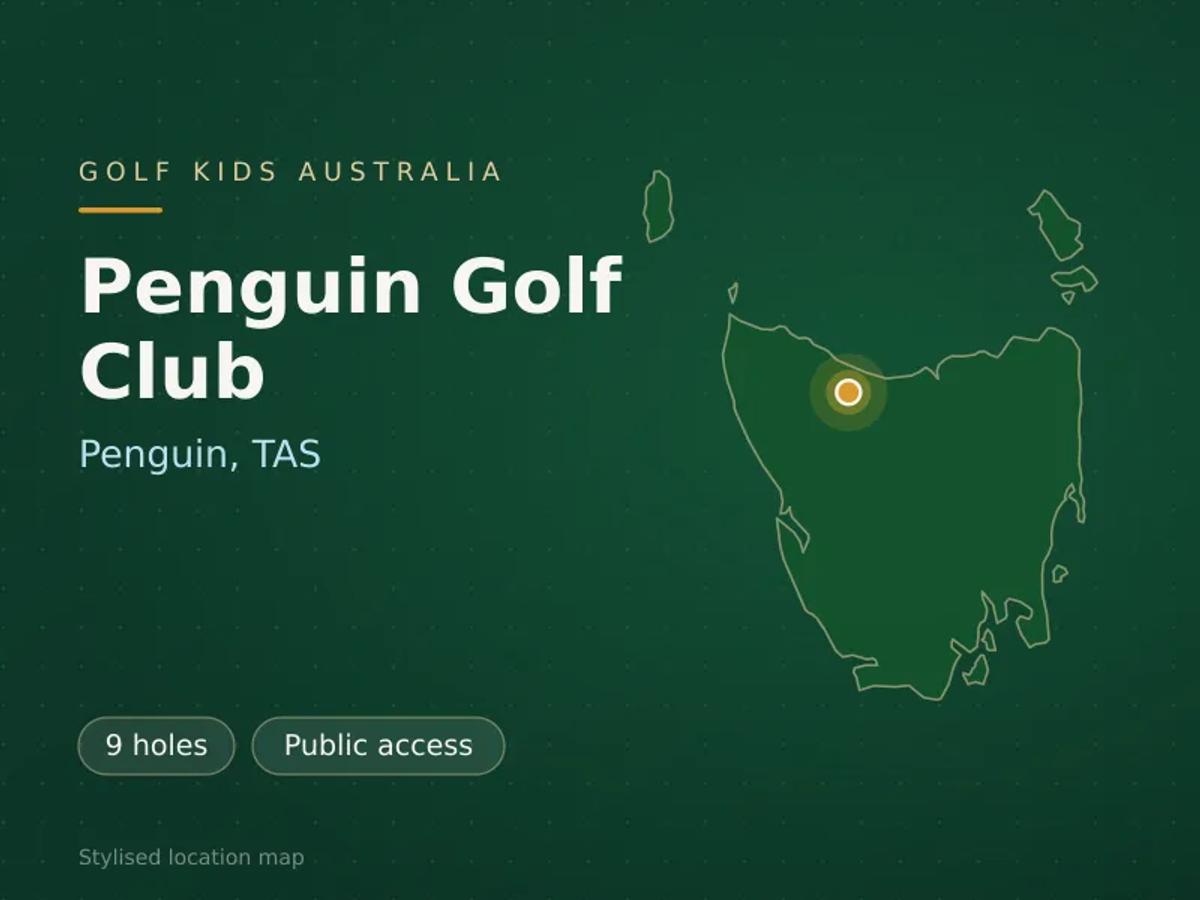 Stylised map showing the location of Penguin Golf Club in Penguin, TAS - not a photograph of the course
