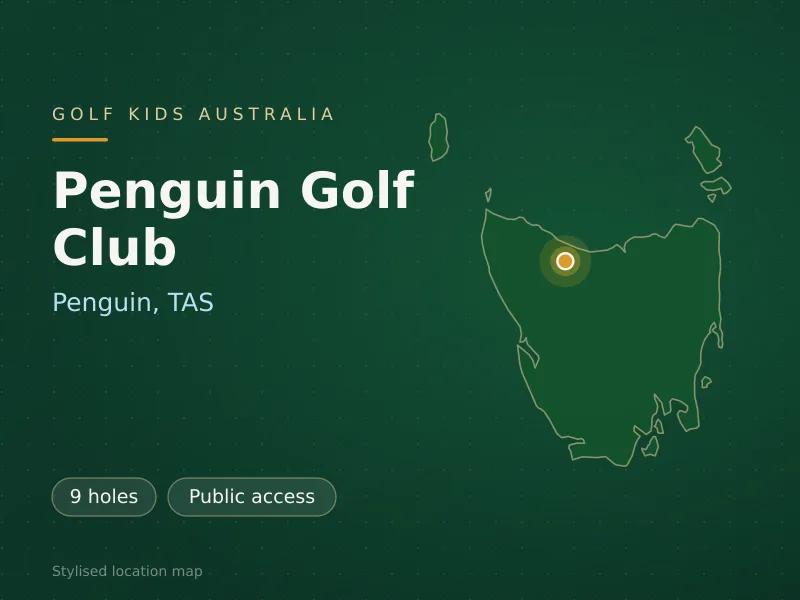 Stylised map showing the location of Penguin Golf Club in Penguin, TAS - not a photograph of the course
