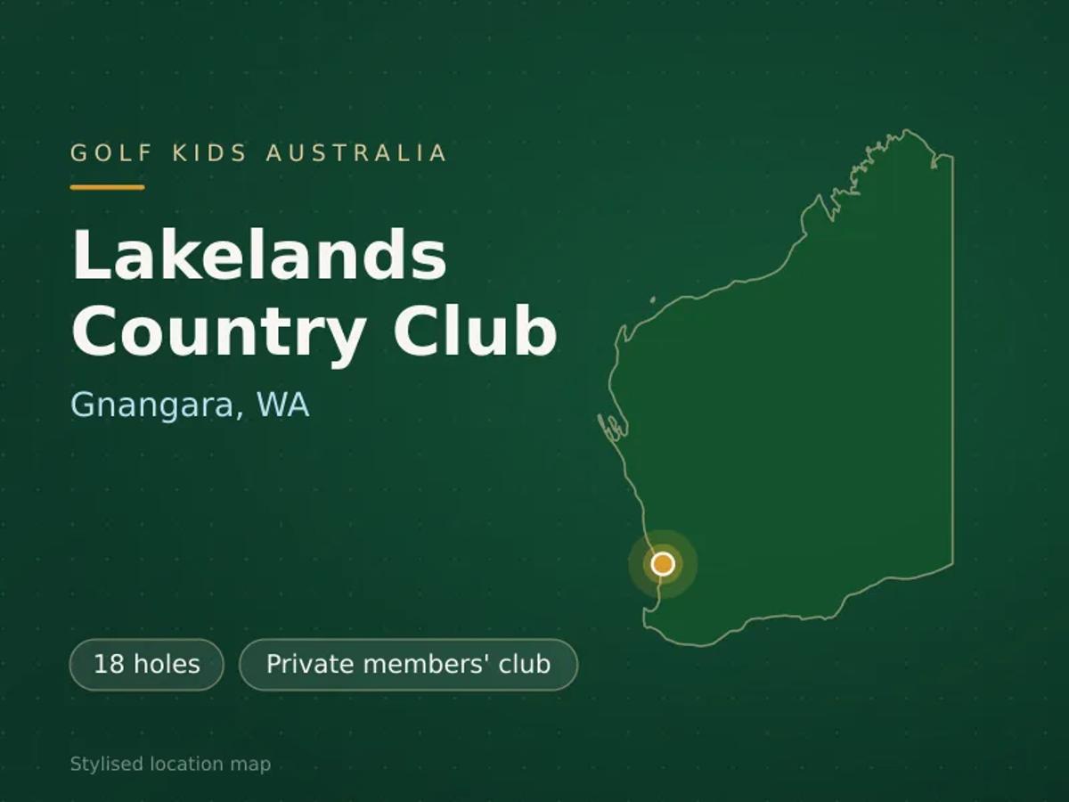 Stylised map showing the location of Lakelands Country Club in Gnangara, WA - not a photograph of the course