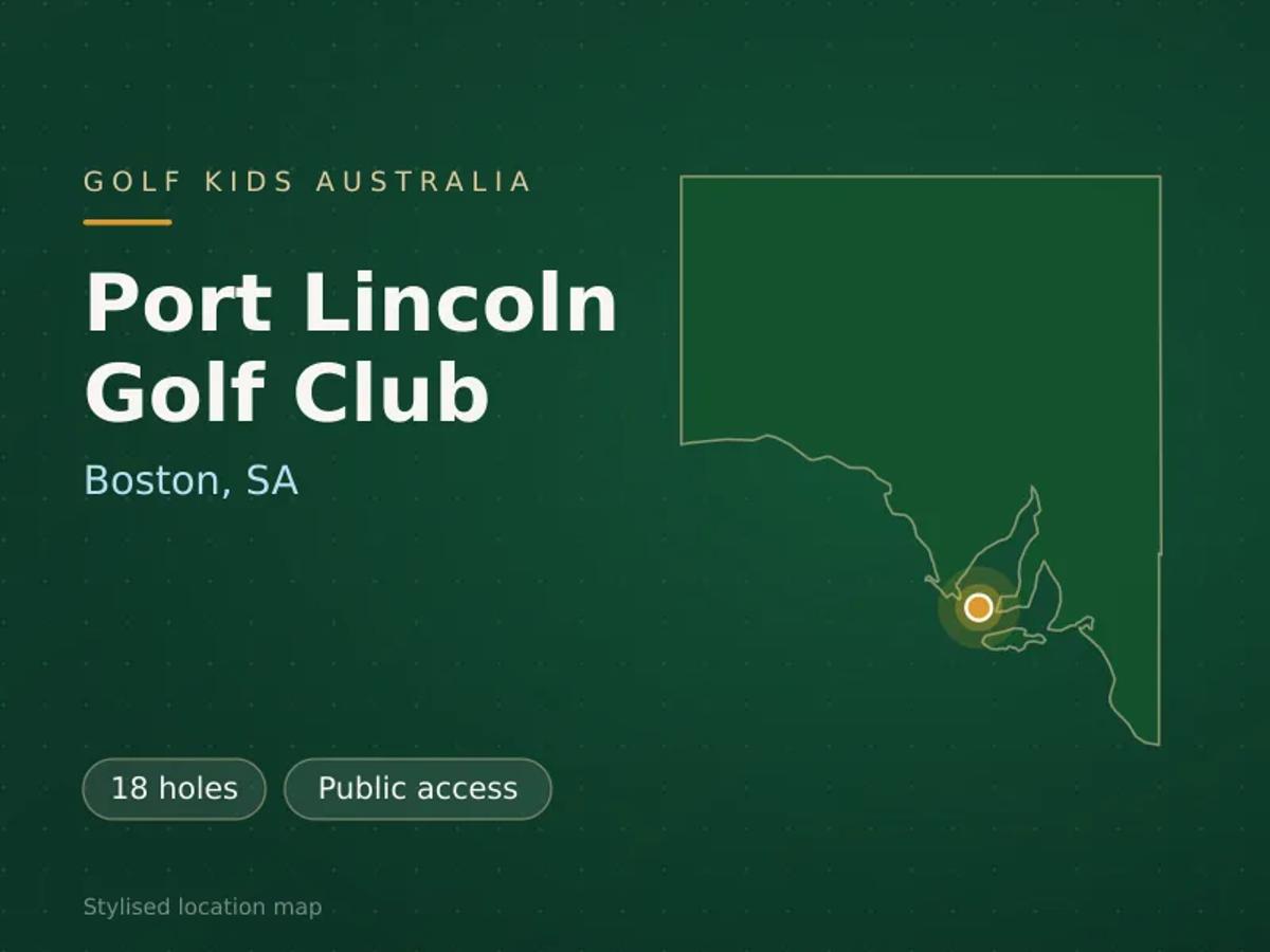 Stylised map showing the location of Port Lincoln Golf Club in Boston, SA - not a photograph of the course