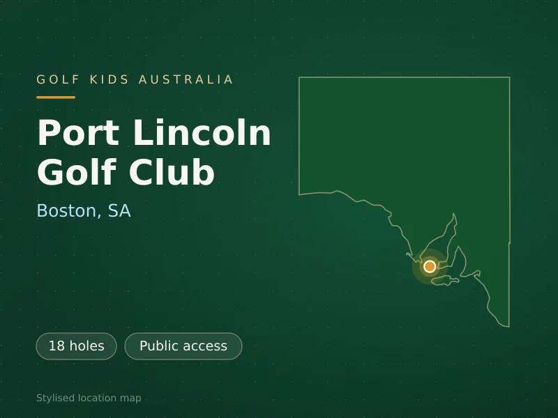 Stylised map showing the location of Port Lincoln Golf Club in Boston, SA - not a photograph of the course