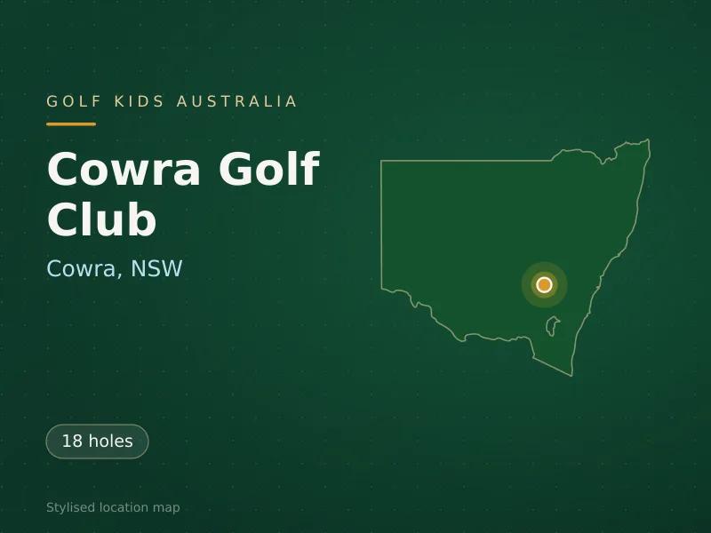 Stylised map showing the location of Cowra Golf Club in Cowra, NSW - not a photograph of the course