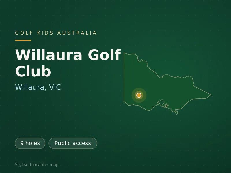 Stylised map showing the location of Willaura Golf Club in Willaura, VIC - not a photograph of the course