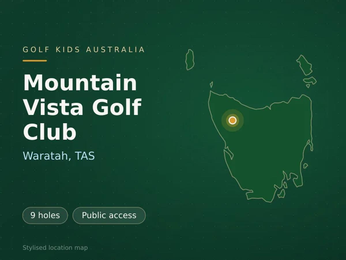 Stylised map showing the location of Mountain Vista Golf Club in Waratah, TAS - not a photograph of the course