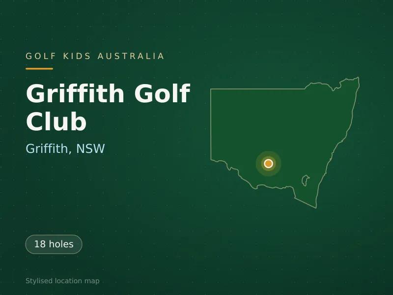 Stylised map showing the location of Griffith Golf Club in Griffith, NSW - not a photograph of the course