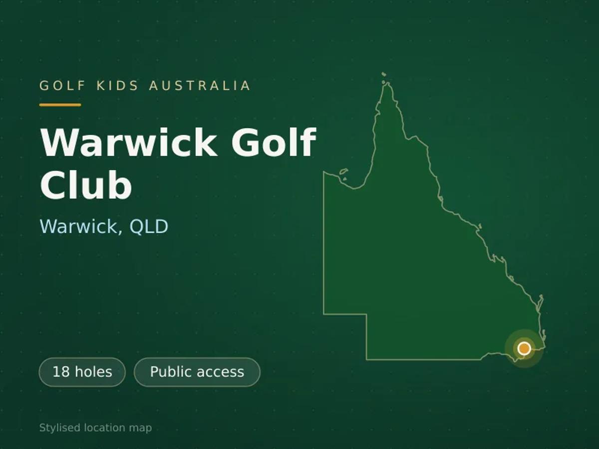 Stylised map showing the location of Warwick Golf Club in Warwick, QLD - not a photograph of the course