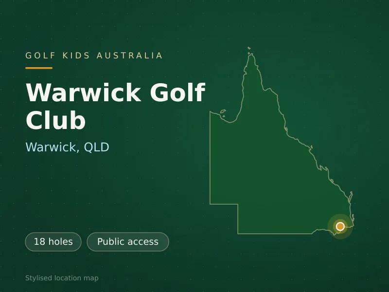 Stylised map showing the location of Warwick Golf Club in Warwick, QLD - not a photograph of the course