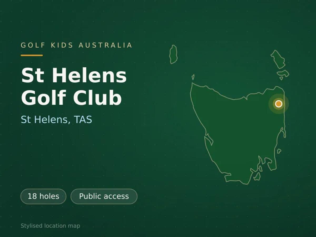 Stylised map showing the location of St Helens Golf Club in St Helens, TAS - not a photograph of the course