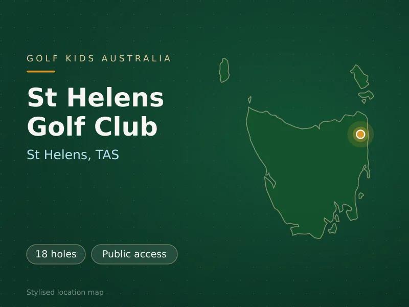 Stylised map showing the location of St Helens Golf Club in St Helens, TAS - not a photograph of the course