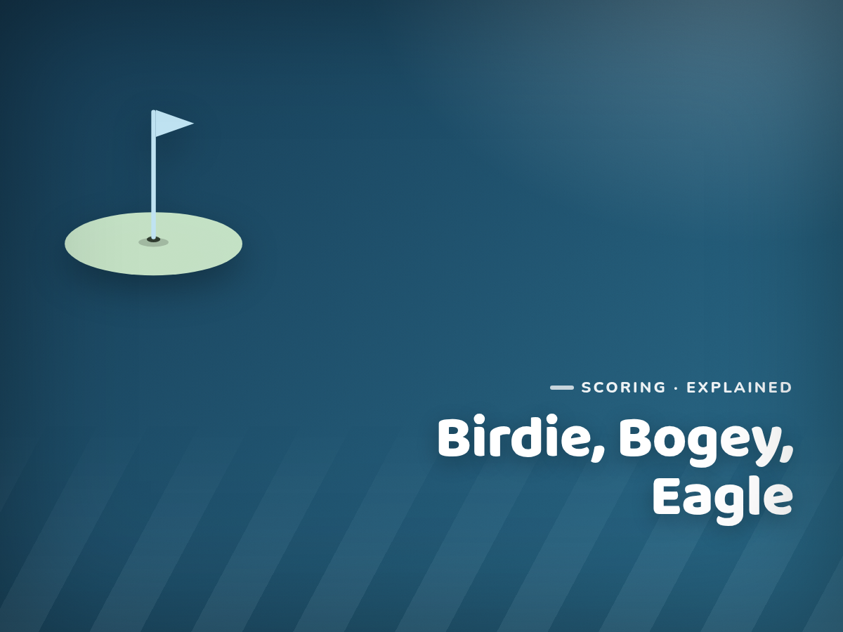 Branded cover illustration for the article "Birdie, Bogey, Eagle: Golf Score Names Explained"
