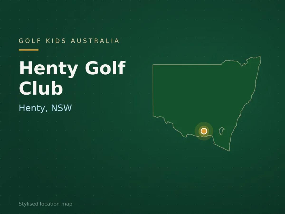 Stylised map showing the location of Henty Golf Club in Henty, NSW - not a photograph of the course