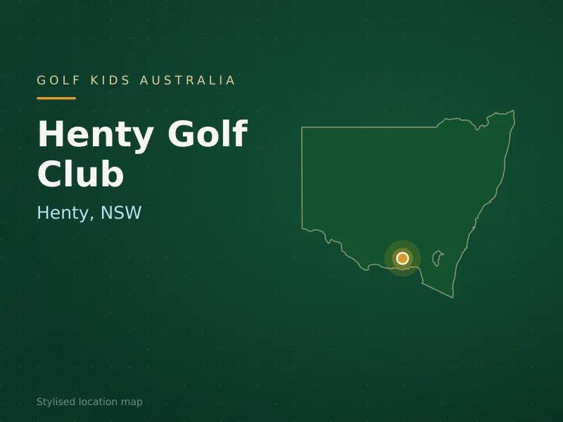 Stylised map showing the location of Henty Golf Club in Henty, NSW - not a photograph of the course