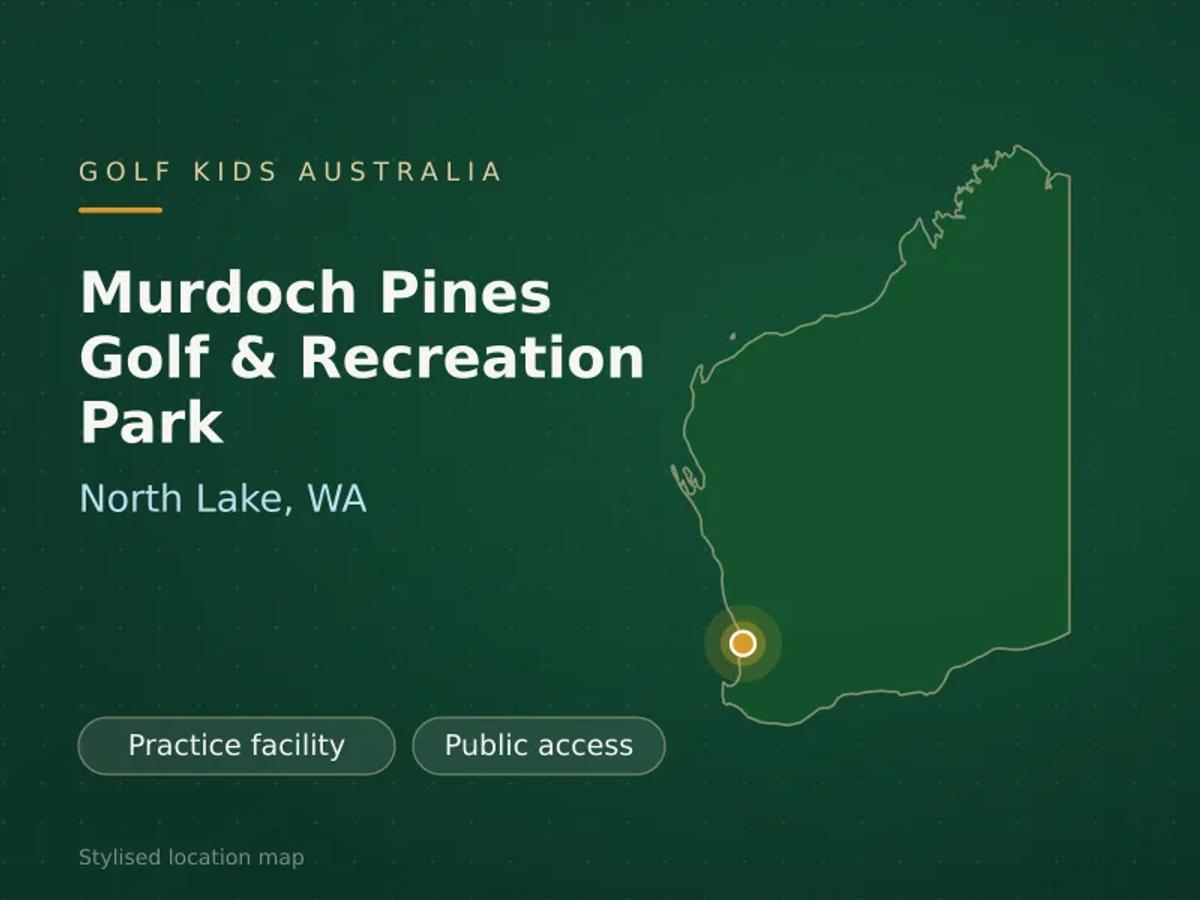 Stylised map showing the location of Murdoch Pines Golf & Recreation Park in North Lake, WA - not a photograph of the course