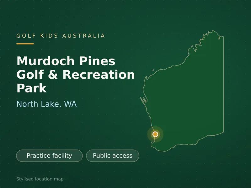Stylised map showing the location of Murdoch Pines Golf & Recreation Park in North Lake, WA - not a photograph of the course