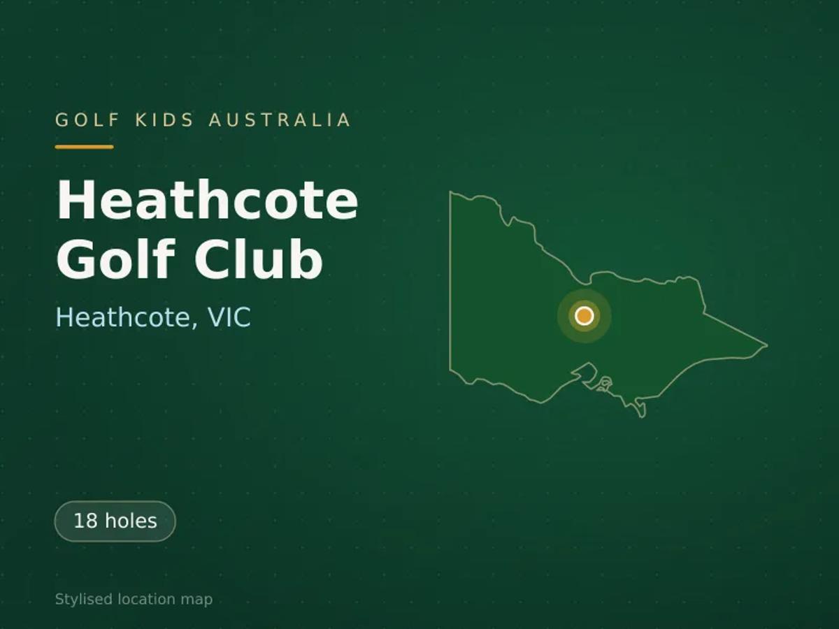 Stylised map showing the location of Heathcote Golf Club in Heathcote, VIC - not a photograph of the course
